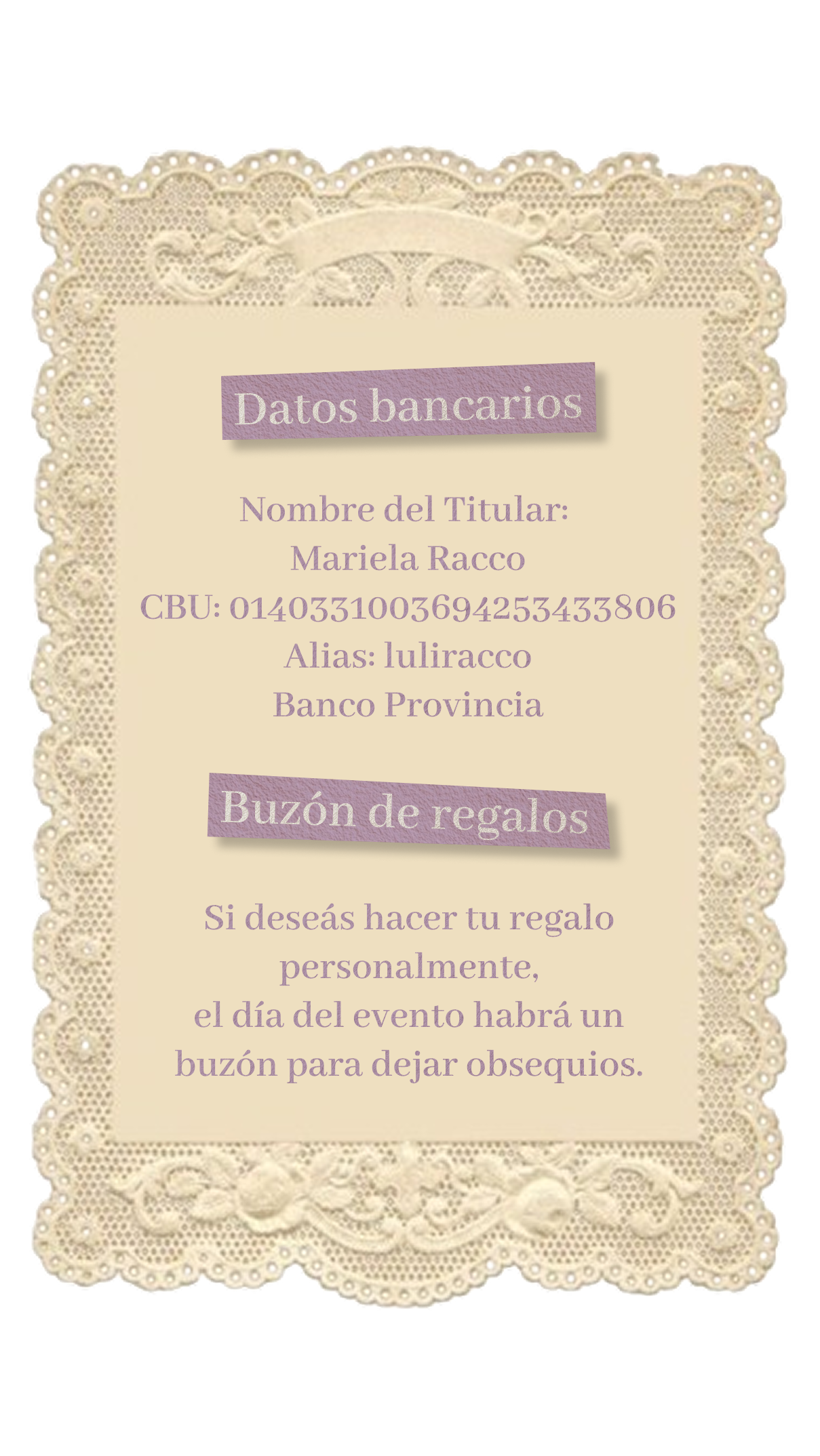 Datos de transferencia